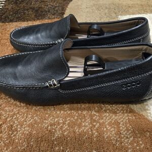 Ecco Black Leather Men's Slip-On Loafers